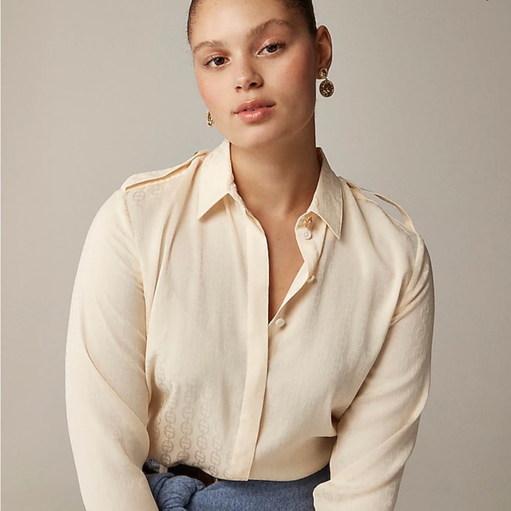 BRAND NEW WITH TAGS! - J. CREW Drapey jacquard-print shirt